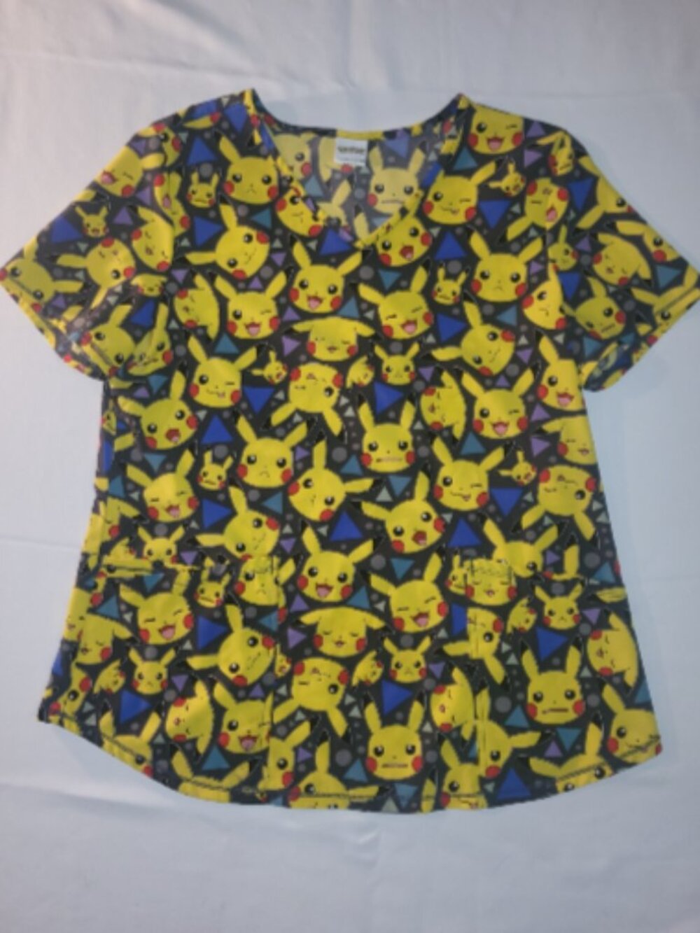 Pokémon Pikachu Women’s Medical Scrub Top Size Medium Nurse Uniform Shirt